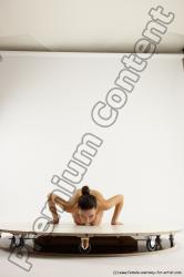 Nude Gymnastic poses Woman White Slim long brown Multi angle poses Pinup